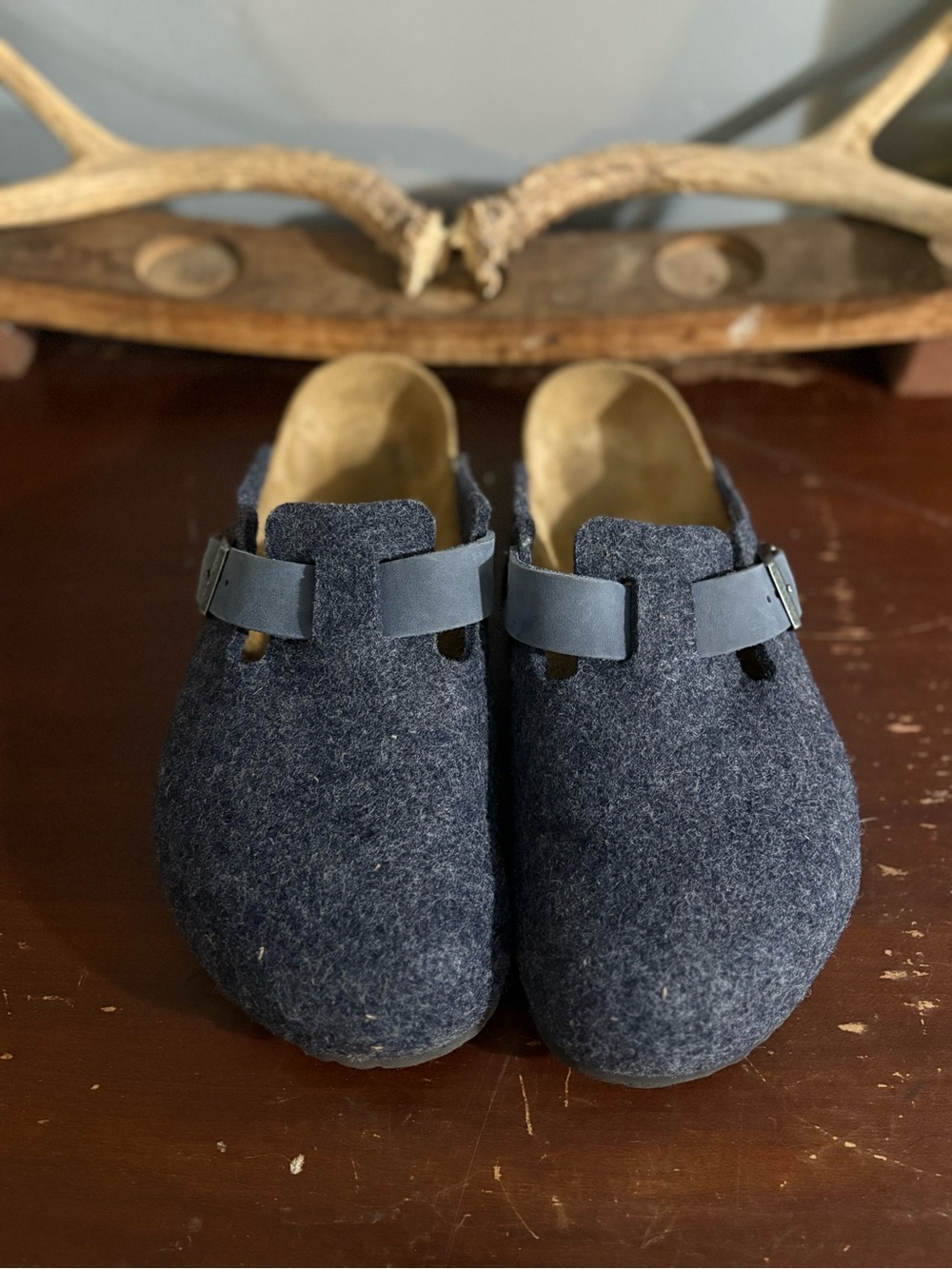 Birkenstock Navy Wool Clog Slip-On